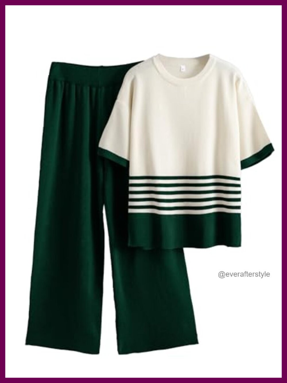 Women's 2 Piece Knit Lounge Set Turtleneck Top Wide Leg Pants